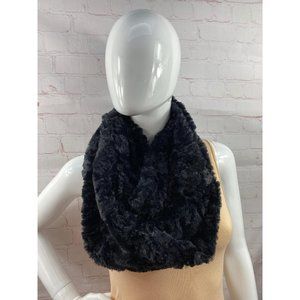 EUC Black Velvety Faux Fur Infinity Scarf